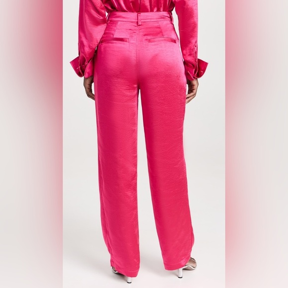 NWT Good American Wash Satin Pants Wide Leg Pink Love Potion Size 2/26 - Picture 2 of 6